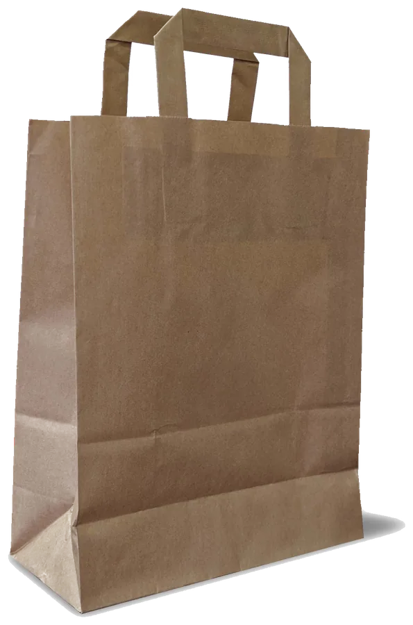 Bolsas de papel con asa, Kraft liso 70 / 80 g, Natural